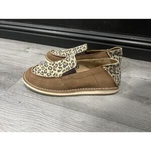 Shyanne Rank 45 Cheetah Leather Moc Toe Slip on Loafer Shoe